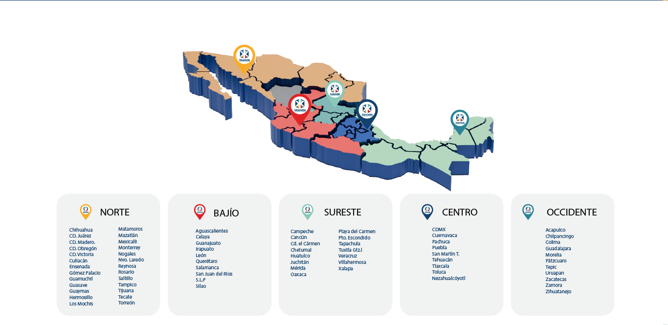 Mapa de cobertura nacional Solucionika